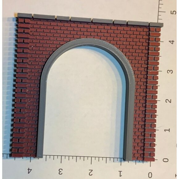 HO Scale Red Brick Single Train Tunnel Portal - H0 Model Railroad Scenery 1:87 - Picture 3 of 4